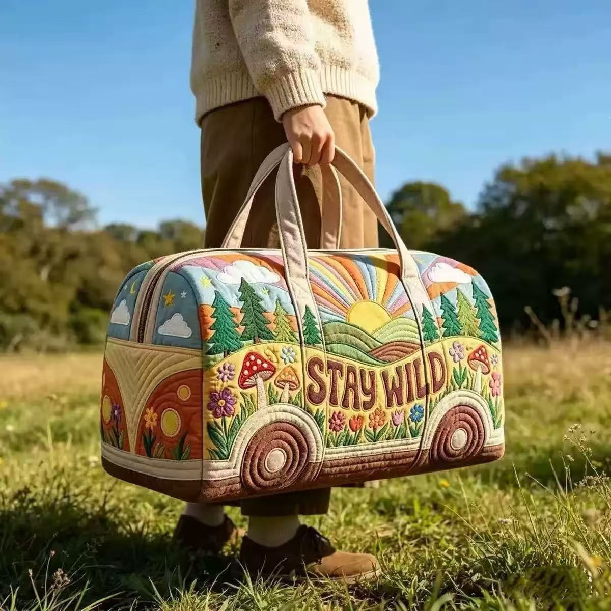 Vintage Camper Van Quilted Duf - огляд і ціна Outdoor Adventure Background