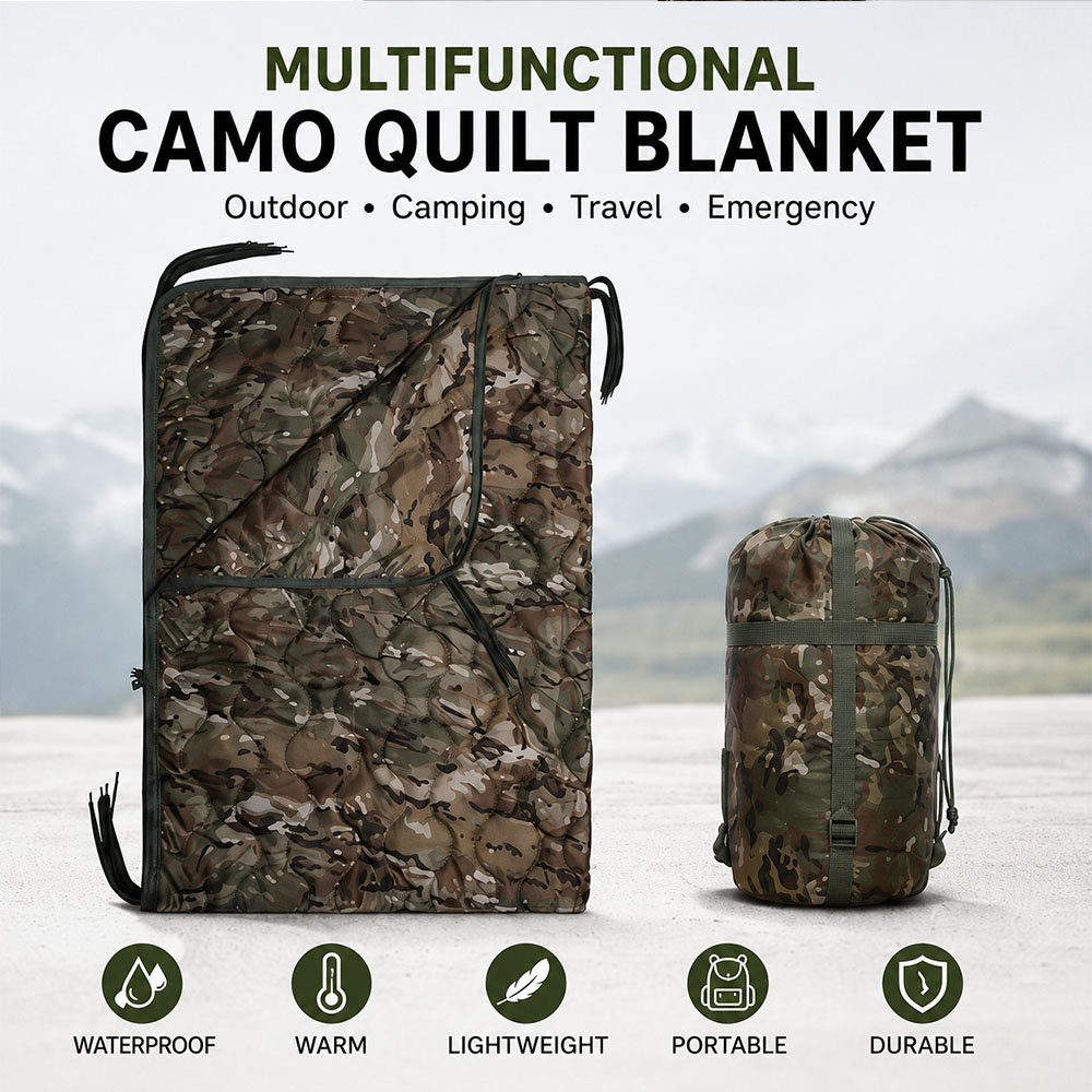 Camouflage Camping Blanket wit - огляд і ціна Outdoor Adventure Quilt