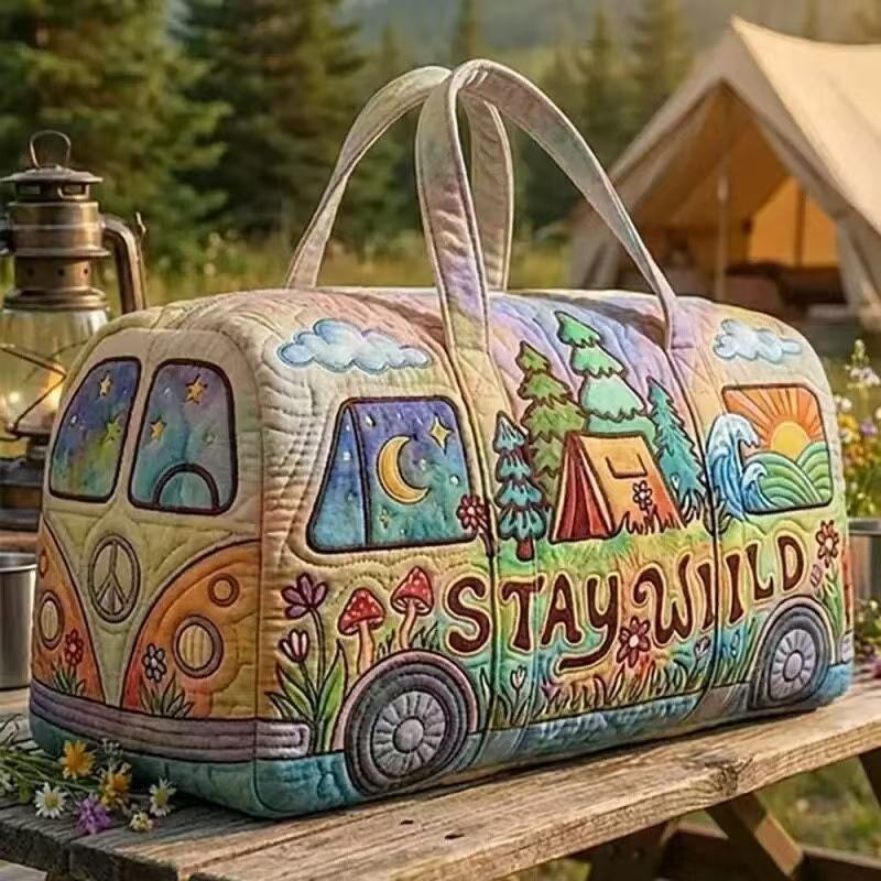 Vintage Camper Van Quilted Duf - огляд і ціна Outdoor Adventure Quilt