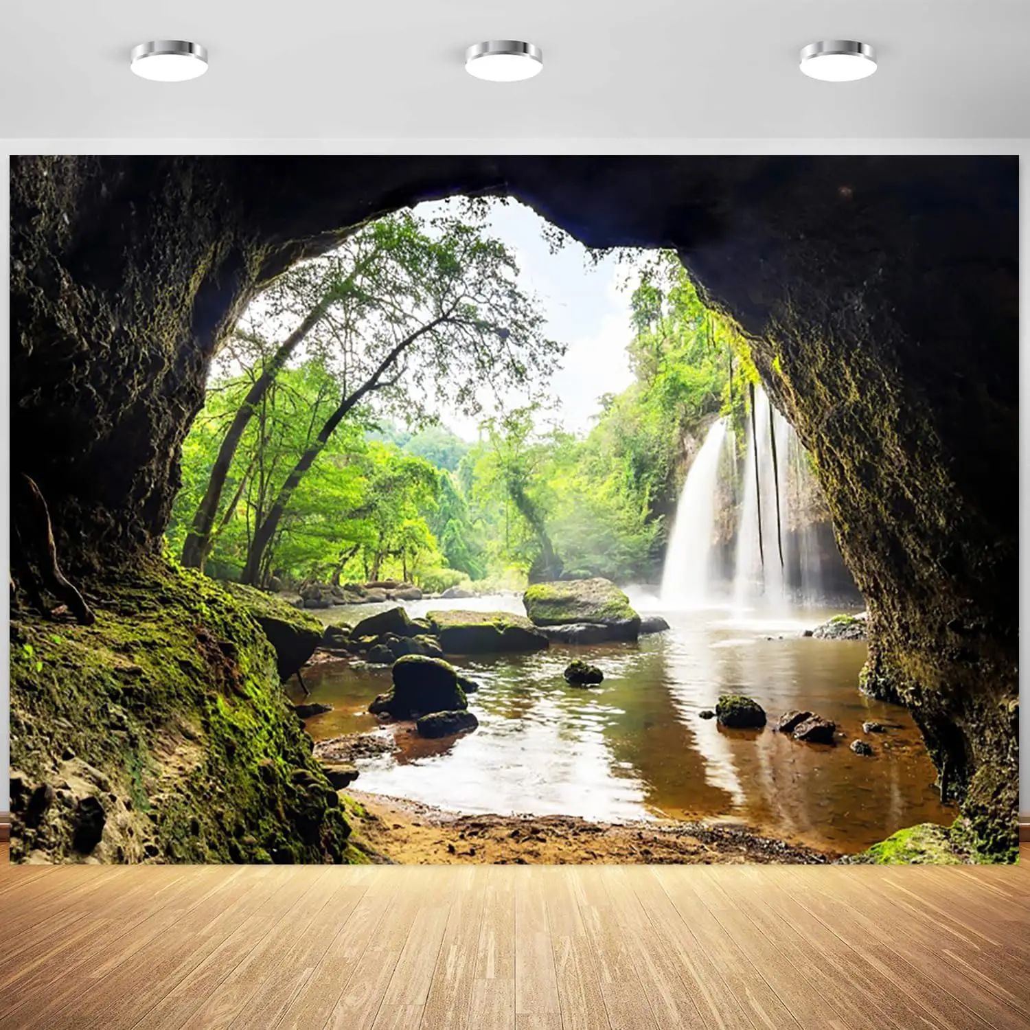 Forest Waterfall Mountain Cave - огляд і ціна Outdoor Adventure Background
