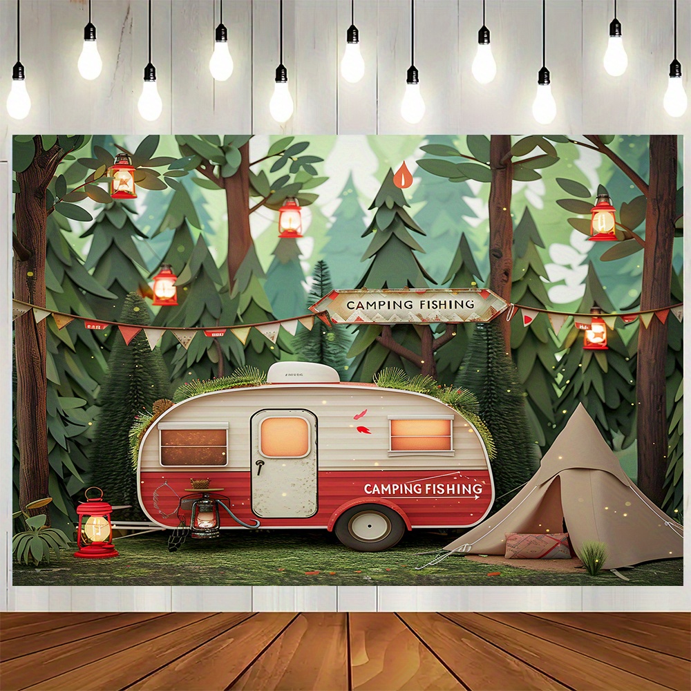 Jungle Camping Theme Tapestry, - огляд і ціна Outdoor Adventure Background